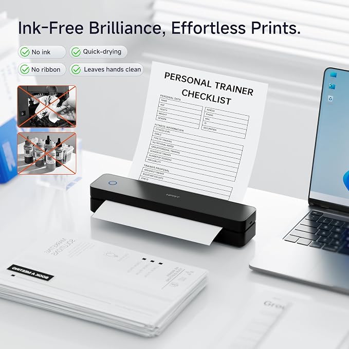 HPRT Portable Thermal Printer-Inkless Printer, Supports Thermal Paper&Labels