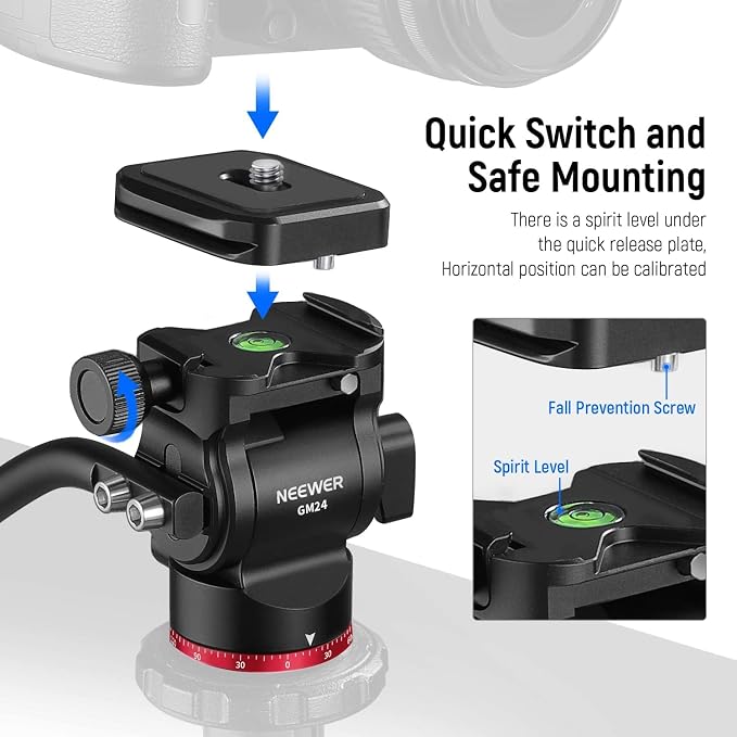 NEEWER Tripod Fluid Head Pan Tilt Head