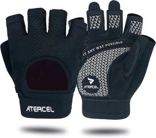 ATERCEL Weight Lifting Gloves Full Palm Protection, Workout Gloves for Gym, Cycling, Exercise, Breathable, Super Lightweight for Men and Women(Black, S)