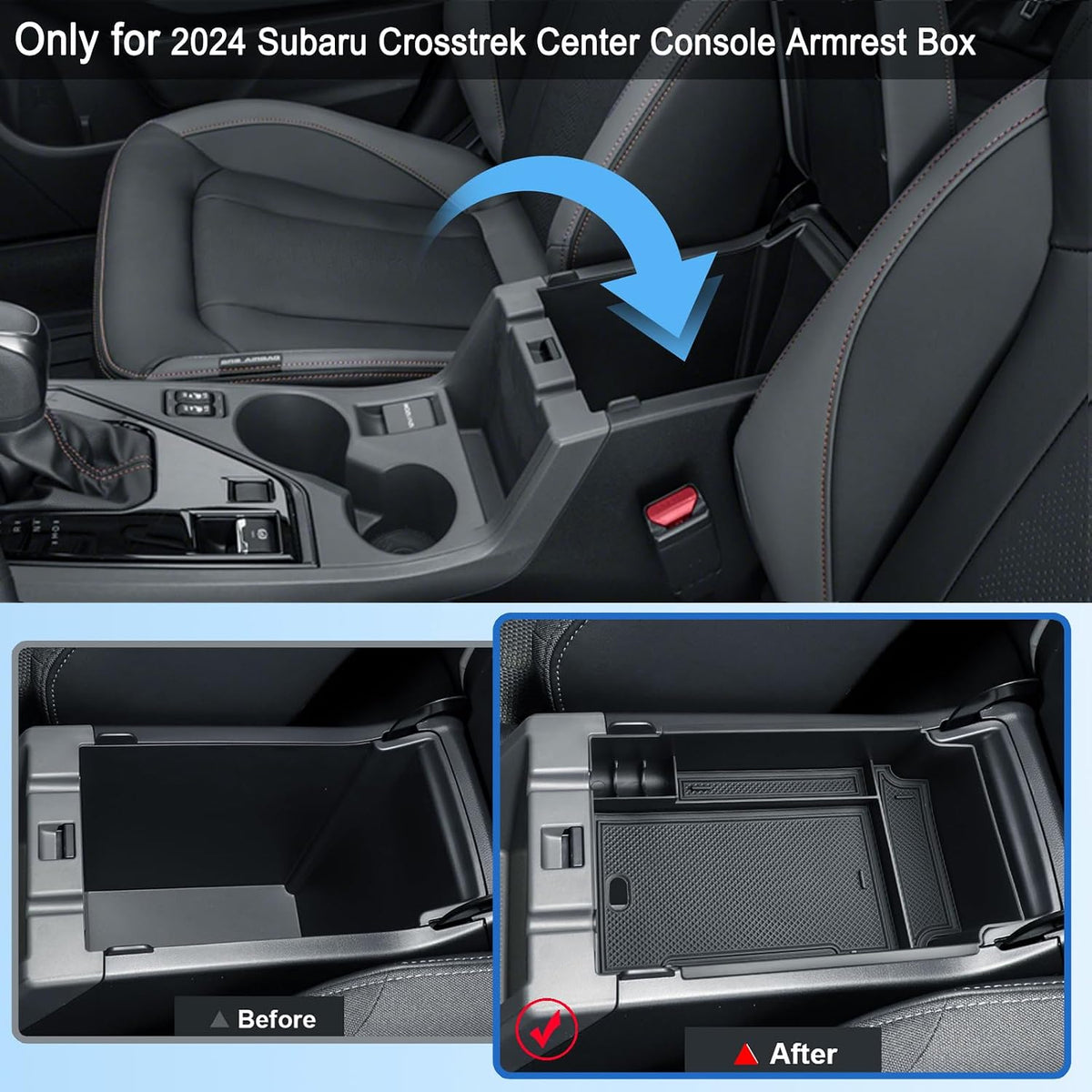 2024 2025 2026 Crosstrek Center Console Organizer for Subaru Crosstrek (Base/Premium/Sport/Limited/Wilderness), 2025 Crosstrek Armrest Tray Coin Holder 2026 Crosstrek&Impreza Accessories