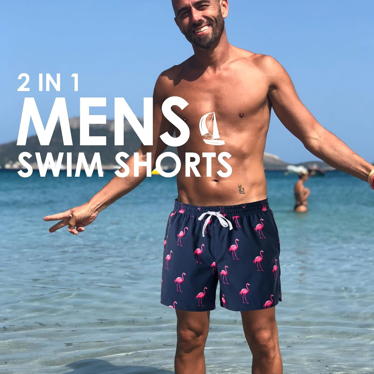 XOMZG Men's Swim Trunks - Quick-Dry Beach Shorts with Mesh Lining and Pockets | Hawaiian Print