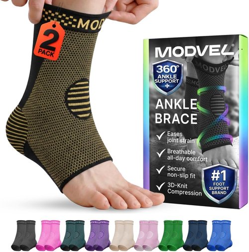 Modvel Ankle Brace - Compression Sleeve for Sprained Ankle & Achilles Tendonitis | Unisex Support