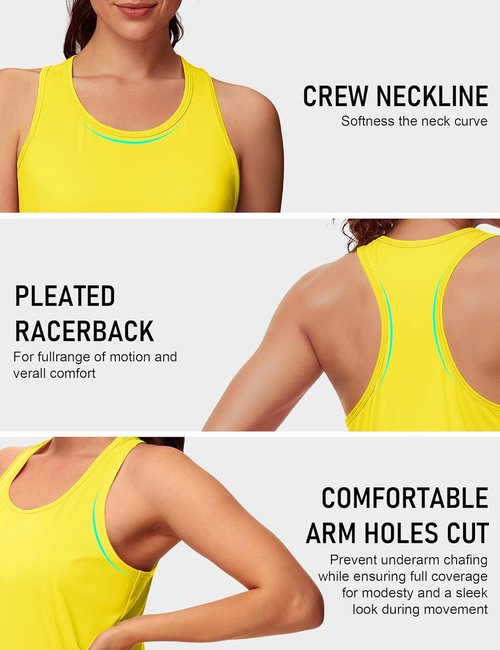 MAGCOMSEN Women's Athletic Racerback Tank Tops - Quick Dry, Moisture Wicking, UPF 50 | 3 Pack