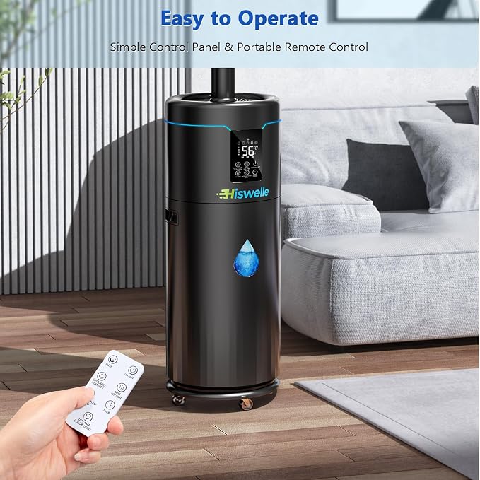 Large Humidifiers for Bedroom, 4.5 Gal Cool Mist Humidifier for Large Room Whole House with Remote Control, 800mL/h Output, 48H Runtime, Auto Humidistat, Wheels, Timer, Essential Oil Tray