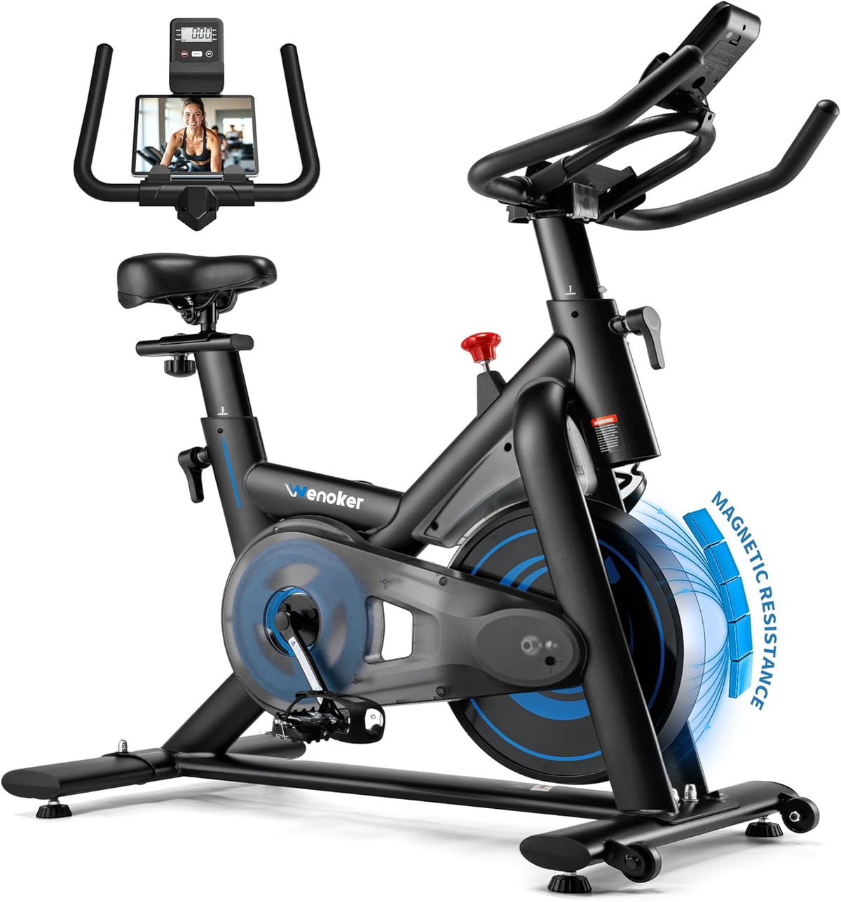 Skiennix Exercise Bike - 350LB Magnetic Resistance Indoor Cycling with App Sync & Adjustable Seat