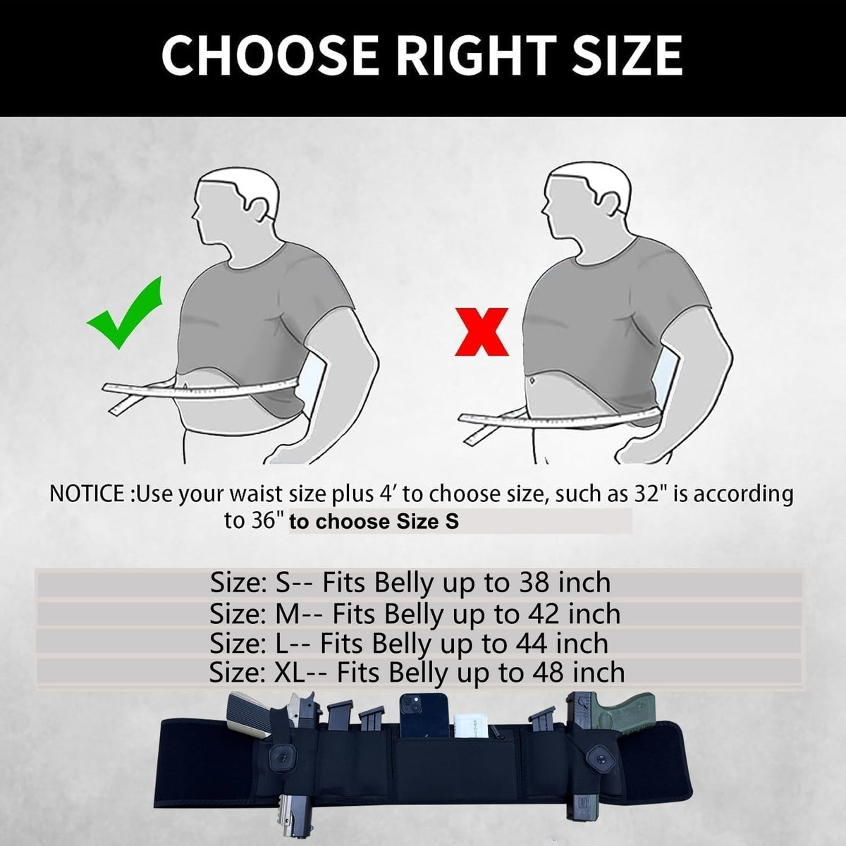 Skiennix 3-in-1 Holster - Comfortable Neoprene Waistband for Glock, Smith & Wesson, Taurus, Ruger | Fits Most Pistols & Revolvers