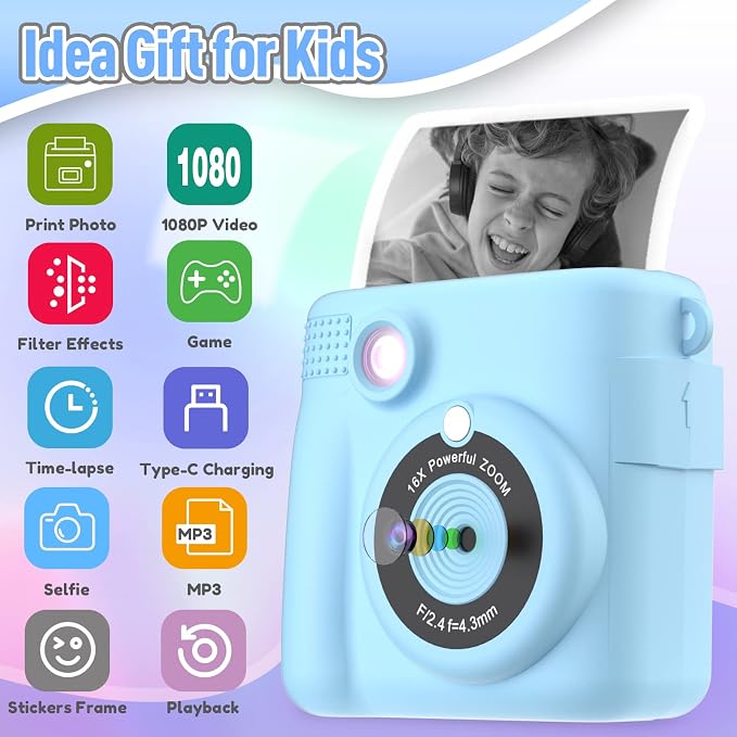 ESOXOFFORE Kids Camera Instant Print, Christmas Birthday Gifts