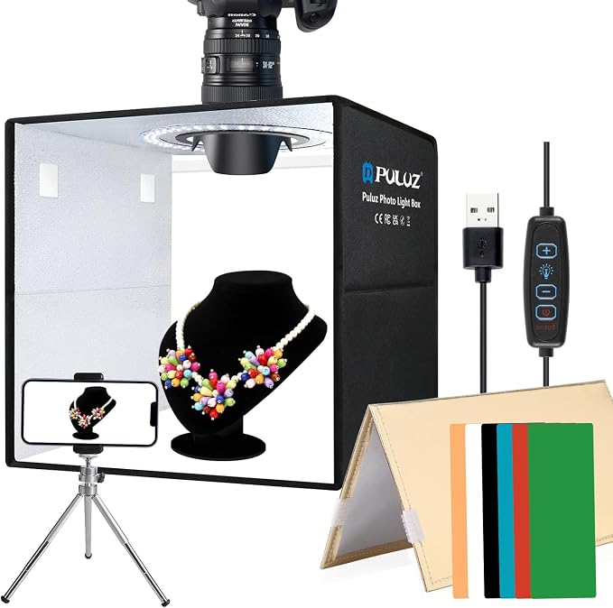 PULUZ 12''×12'' Portable Photography Light Box, Dimmable Photo Studio Light Box