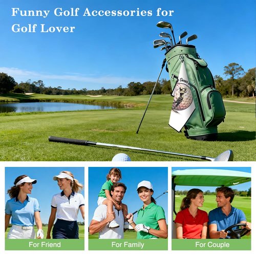Juoqg Swing Swear Repeat Golf Towel, Fun Golf Bag Towel with Clip, Golfing Accessories for Men, Retirement Birthday Gifts for Golfer Golfing Dad Grandpa Lover, Golfer‘s Club Christmas Thank You Gifts