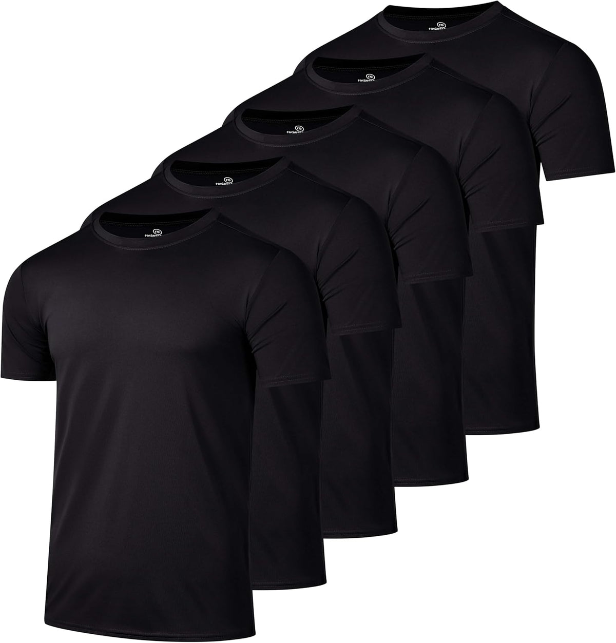 Real Essentials Men's Dry-Fit Short Sleeve Crew Neck T-Shirts - 5 Pack for Gym & Fitness Activities