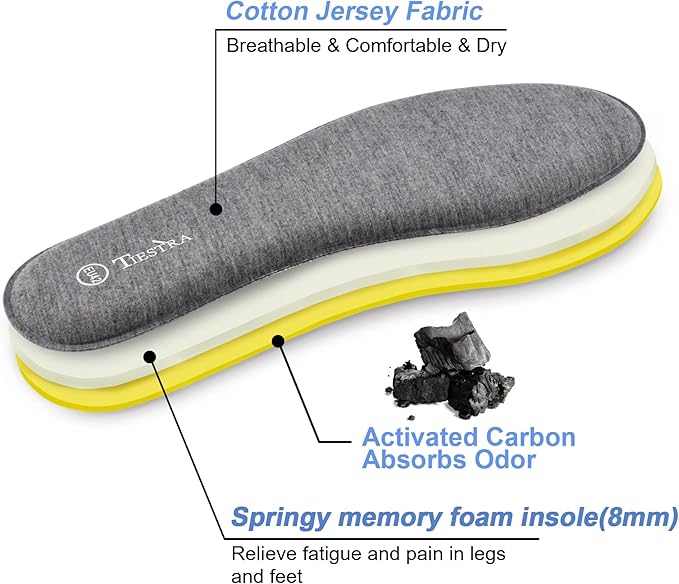 3 Pair -Shoe Inserts for Mens Memory Foam Insoles,Replacement Insoles for Work Boots Running Shoes, Cushion Shock Absorbing for Foot Pain Relief, Comfort Breathable Inner Soles Grey 42EU,US9