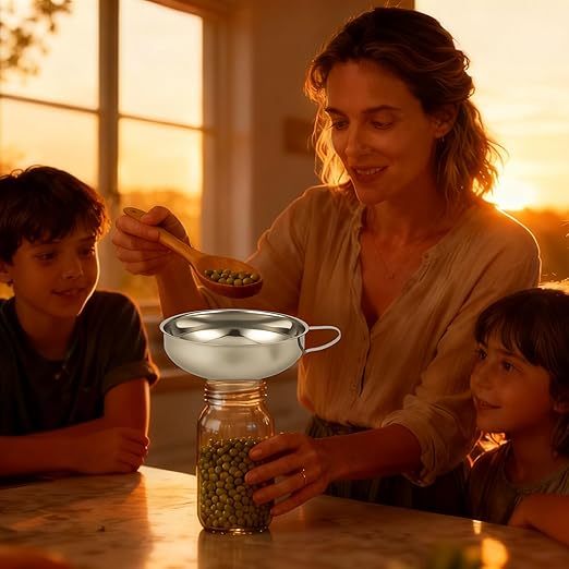 Enfete Stainless Steel Wide-mouthed Kitchen Funnel, 2 Sets with Filter, Suitable for Wide-mouthed and Regular-Sized Cans, Ideal for Transferring Liquids and Solids, Oils, Beans and Jams