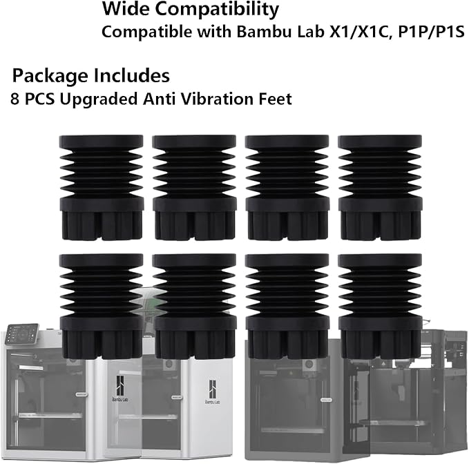 8PCS Anti Vibration Feet for Bambu Lab P1/X1 Series, 3D Printer Accessories
