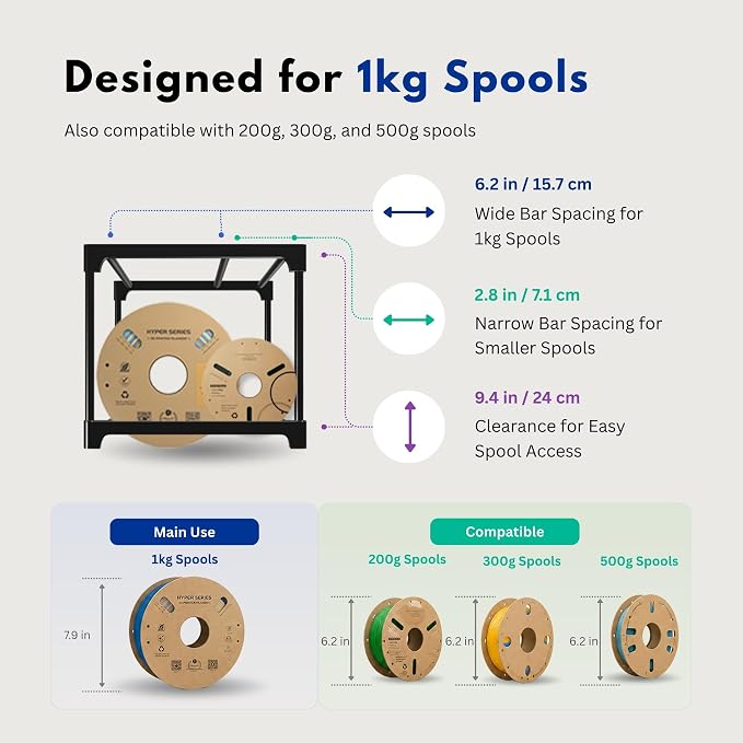 9-Tier 3D Printer Filament Storage Rack, Holds Up to 54 1kg Spools,