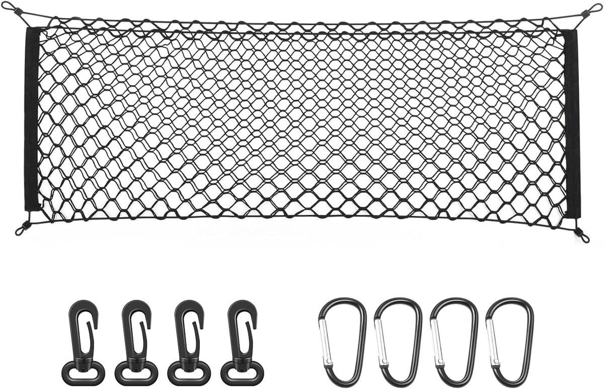 MICTUNING Upgraded 41 x 30 Inch Cargo Net Auto Trunk Rear Cargo Organizer Elastic Mesh Net Holder - Universal Fit for SUV Truck Mini Vans