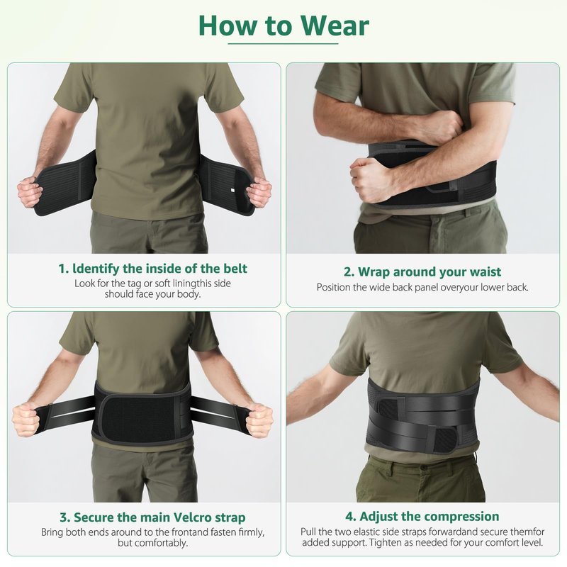 Sohveta Back Brace for Lower Back Pain Relief – Lumbar Support Belt with 5 Steel Stays, Adjustable Compression, Breathable Back Support for Men & Women, Gift Box (Black)