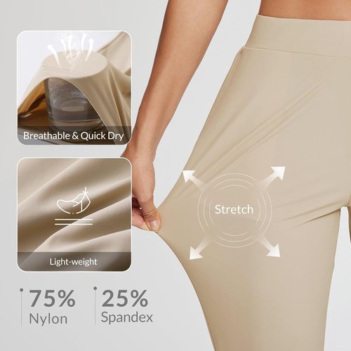 Baleaf Women's Travel Pants - Lightweight Stretch with Zipper Pockets | Petite Ankle Design for Business Casual