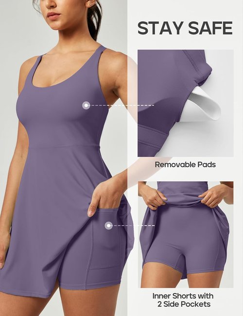 Heathyoga Tennis Dress for Women - Athletic Style with Built-In Shorts & Pockets | Summer Golf Outfit