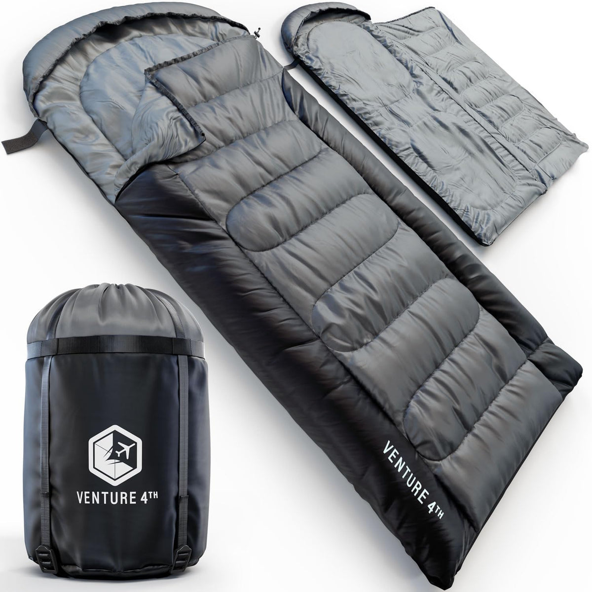VENTURE 4TH Sleeping Bag - Lightweight & Warm for Cold Weather | XXL Size for Adults, Kids & Couples - Perfect for Hiking & Camping