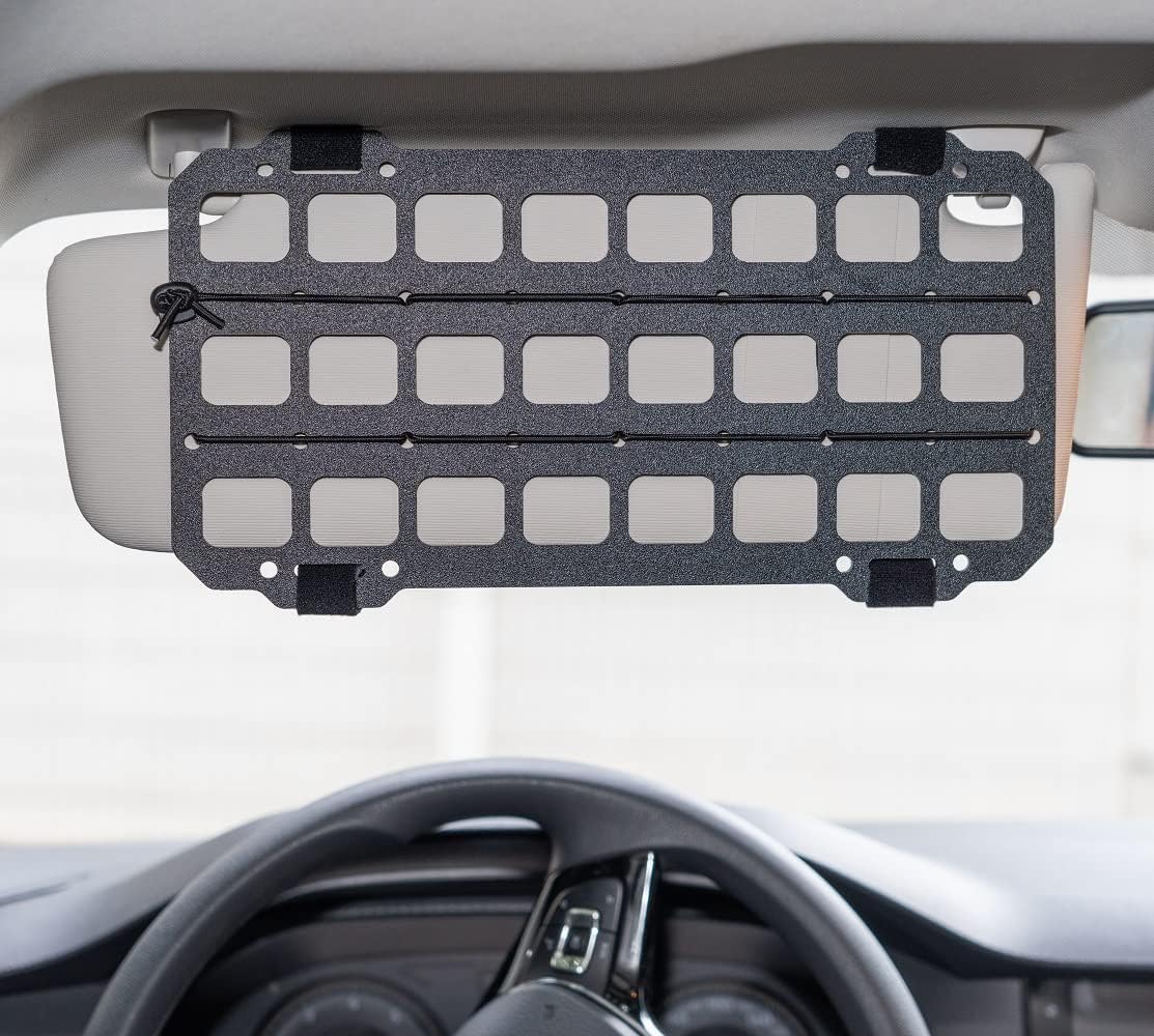 TACNEX Vehicle Rigid MOLLE Panel for Car Visor Organizer EDC Pouch Tool Holster Bag Holder Tactical Gear Rack Truck Equipment Mount Plate Modular Storage Shelf Auto Interior Accessories