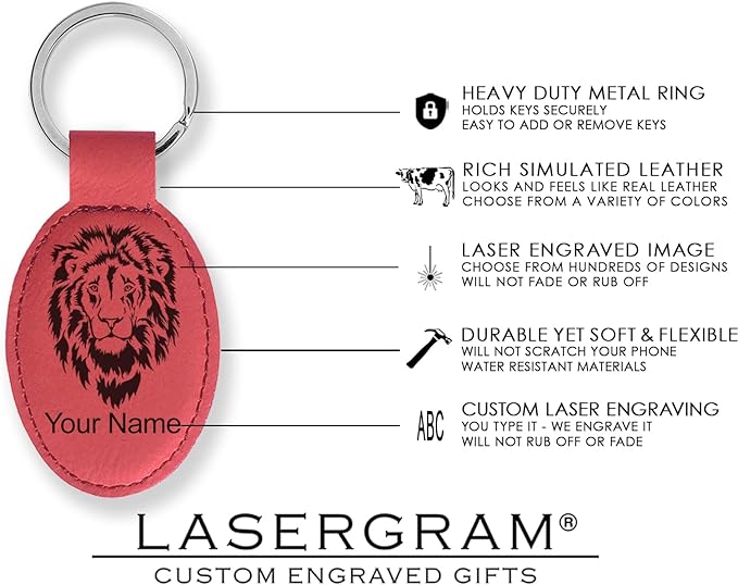 LaserGram Oval Keychain, Off Road Racer, Personalized Engraving Included (Red)