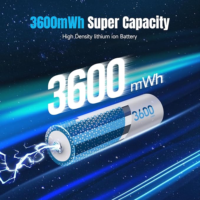 Rechargeable Lithium AA Batteries 8-Pack