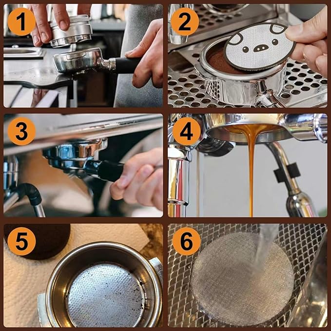 53.5mm Espresso Puck Screen, Lower Shower Screen, Metal Coffee Reusable Filter for 54mm Espresso Portafilter Basket, 1.7 Thickness(Piggy)