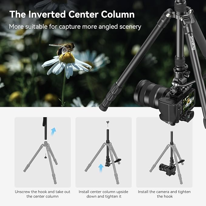 SmallRig CT180 Video Tripod, Aluminum Camera Tripod, 360° Panorama Fluid Head