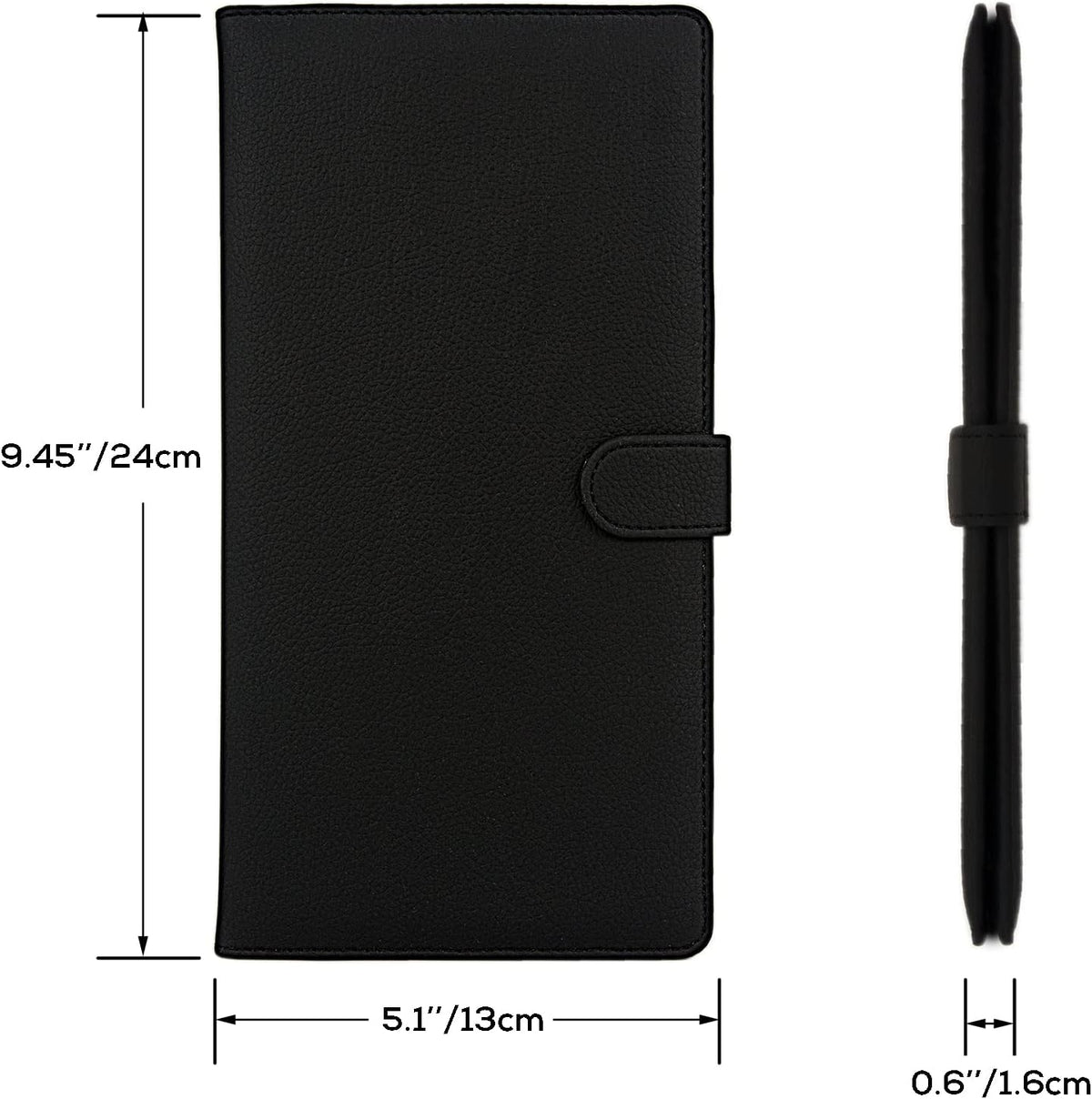 Leather Car Registration and Insurance Holder with Magnetic Closure, Black