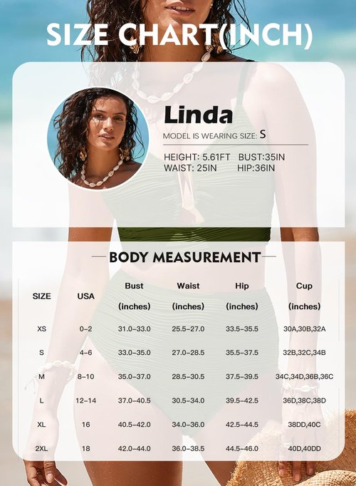 Herseas Womens Sexy U Wired Ruched Push Up 2 Piece Bikini Tummy Control High Waisted Cutout Adjustable Straps Swim Suits Trendy Vacation Outfits Summer 2026 Dusty Green Medium