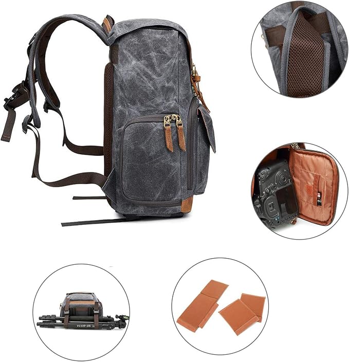 UBAYMAX Camera Backpack, DSLR SLR Waterproof Canvas Camera Bags Rucksack 15.6