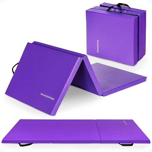 BalanceFrom Folding Gymnastics Mat - 6x2 Feet, 2-Inch Thick Vinyl Pad with Carrying Handles for Home Workouts | Yoga, Tumbling, Pilates, Martial Arts