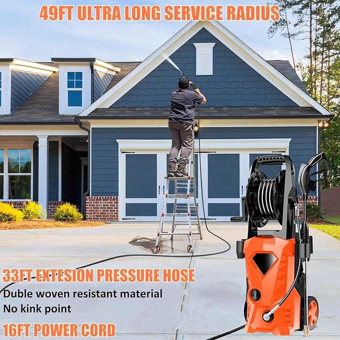 5000PSI Electric Pressure Washer 2026 2.8GPM High Power Washer with 4 Pressure Nozzle and Soap Bottle for Home, Car Washing, Fence Cleaning, Patio (Orange)