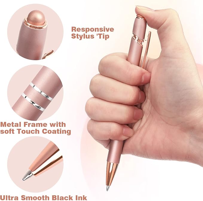 6 Pack Ballpoint Pen 2-in-1 Stylus Retractable Ballpoint Pen
