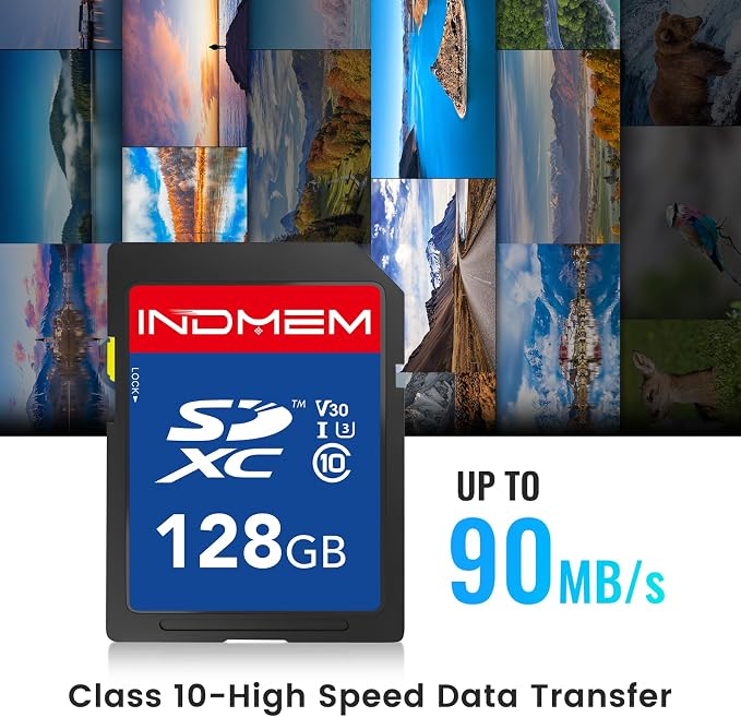 128GB SD Card, High Speed up to 90M/S, SDXC UHS-I Memory Cards, Full HD & 4K