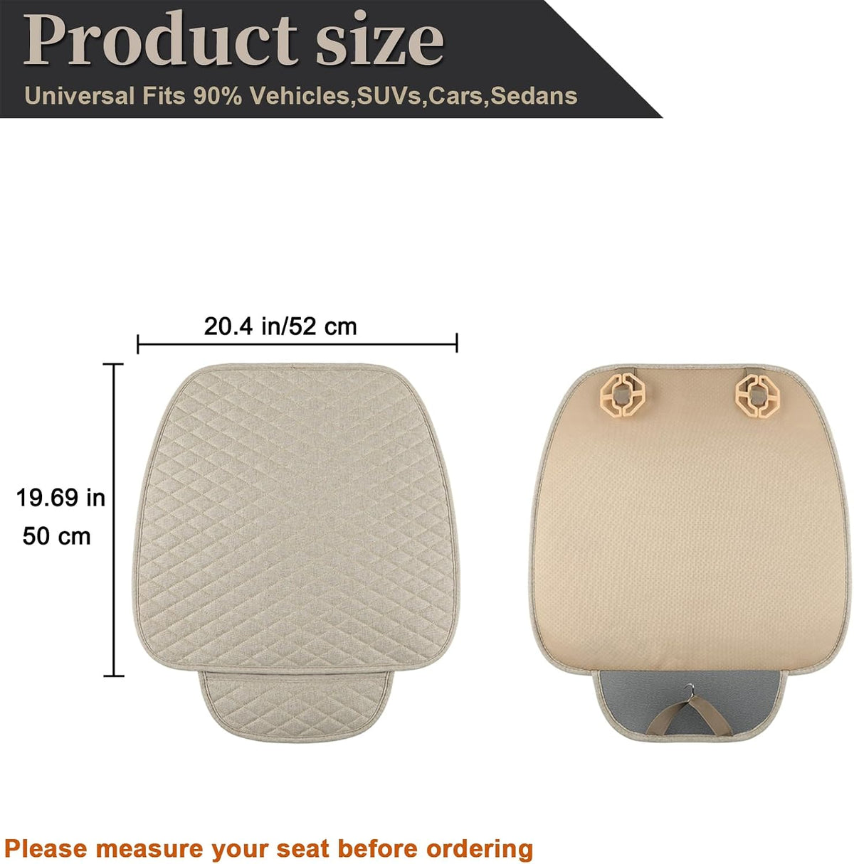 West Llama Linen Car Seat Covers,Bottom Seat Covers for Cars Include 1 Piece Front Driver Seat Pad Mat Universal Fits 90% Vehicles,SUVs,Cars,Sedans(1Piece-Beige)