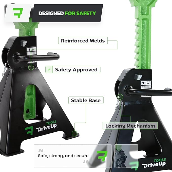Jack Stands 3 tons | Adjustable Floor Jackstands Pack of 2 | Extended Lifting Height 11,6-17 inches | Automotive Lift | Car Stands 3 ton (6,600lbs)