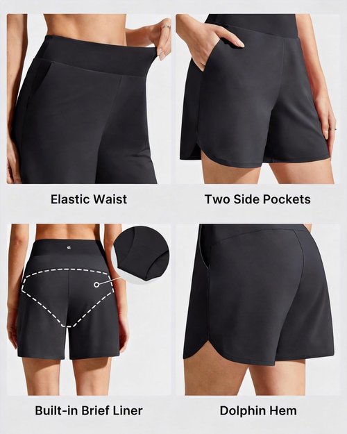G4Free Athletic Shorts for Women - High Waist Lightweight Running Shorts with Pockets & Built-in Liner
