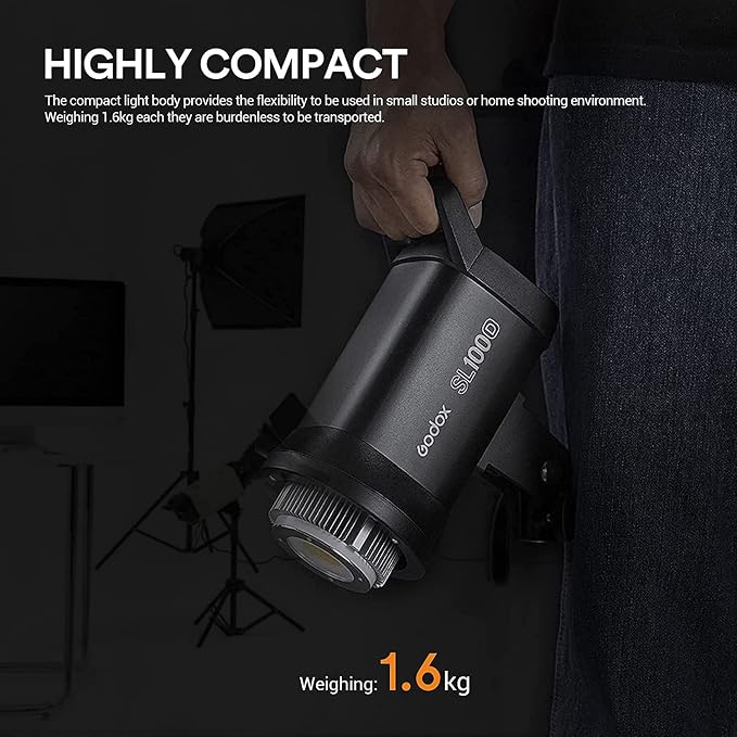 Godox SL100D LED Video Light, 100W TLCI≥97 CRI≥96, 5600K Continuous Lighting
