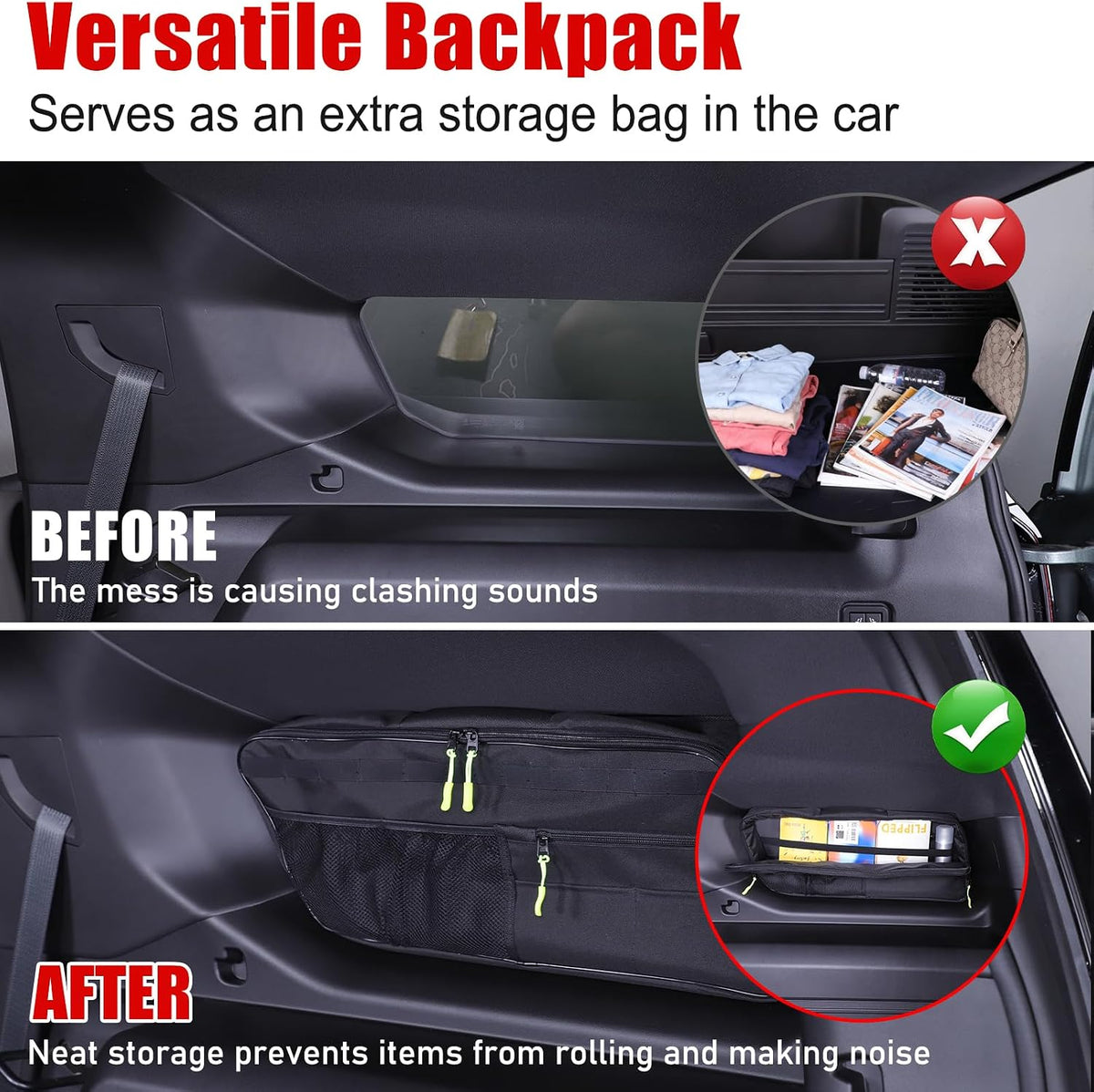 Car Trunk Organizer Storage Cargo for Hummer EV SUV Accessories Large Capacity Stable Foldable Multi-Function Trunk Side Window Luggage Storage Bag Rear Trunk Organizer for 2024 2025 2026 (Right)