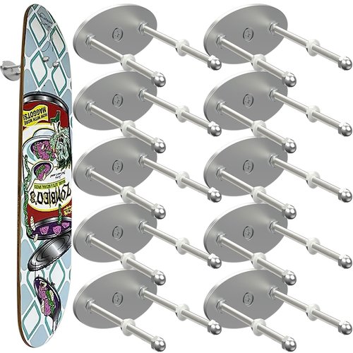 Linone 10 Pcs Aluminum Skateboard Wall Mount - Skateboard Hangers for Horizontal and Vertical Display of Skateboards, Skateboard Display Racks Stand, Skateboard Storage Hanger, Sturdy and Easy