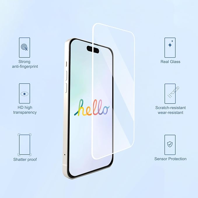 Ailun 3 Pack Screen Protector for iPhone 16 + 3 Pack Camera Lens Protector