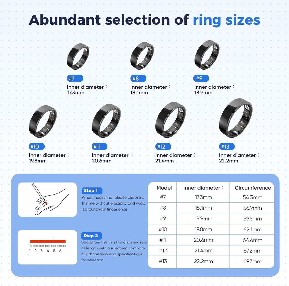 Skiennix Smart Ring Health Tracker - IP68 Water Resistant, Sleep & Exercise Monitoring | Unisex (Rose Gold, Size 11)