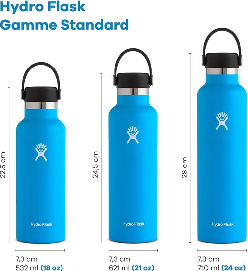 Hydro Flask 24 Oz Standard Mouth Water Bottle - Flexible Straw Cap for Easy Drinking