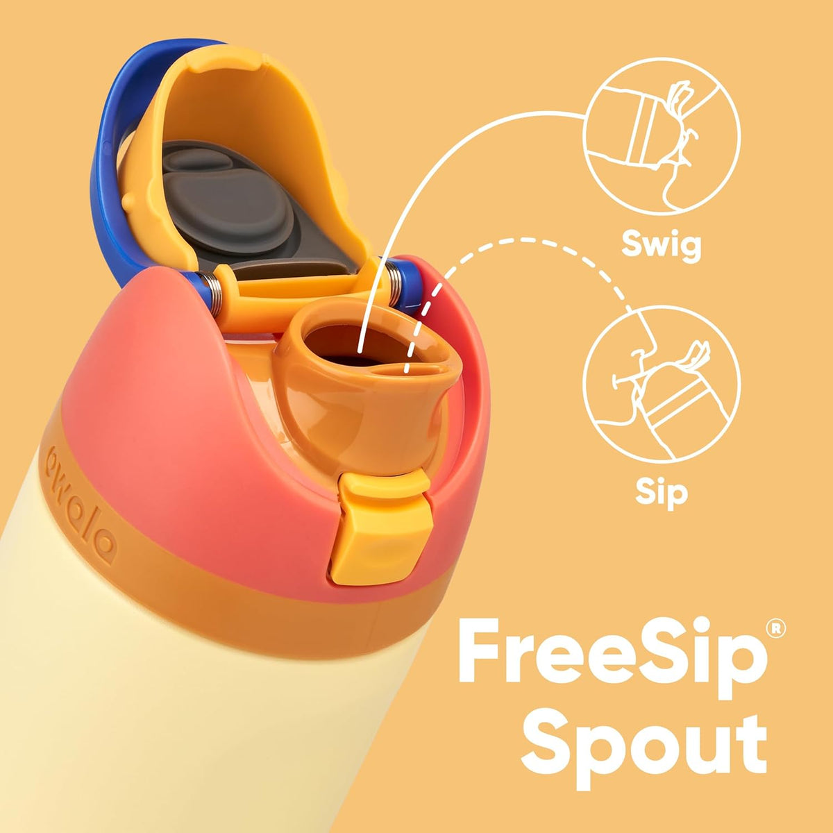 Owala Kids FreeSip Water Bottle - Insulated Stainless Steel with Straw, BPA-Free, 16 oz, Misty Horizon