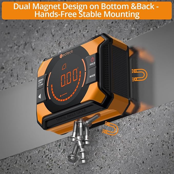 Neoteck Digital Angle Finder 4x90°/2x180° Rechargeable Angle Gauge