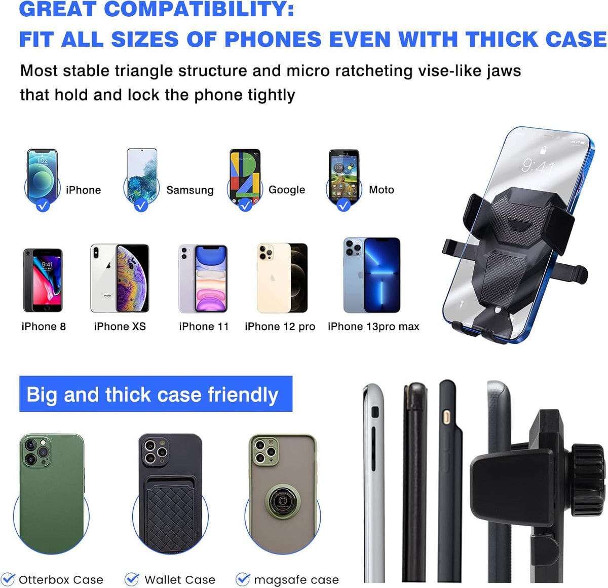 Karltys Cell Phone Holder for Toyota RAV4 2013-2018 Accessories Car Mobile Phone Holder Air Vent Mount for 4-7 Inch Phones Thick Case Friendly Fully Adjustable Stand