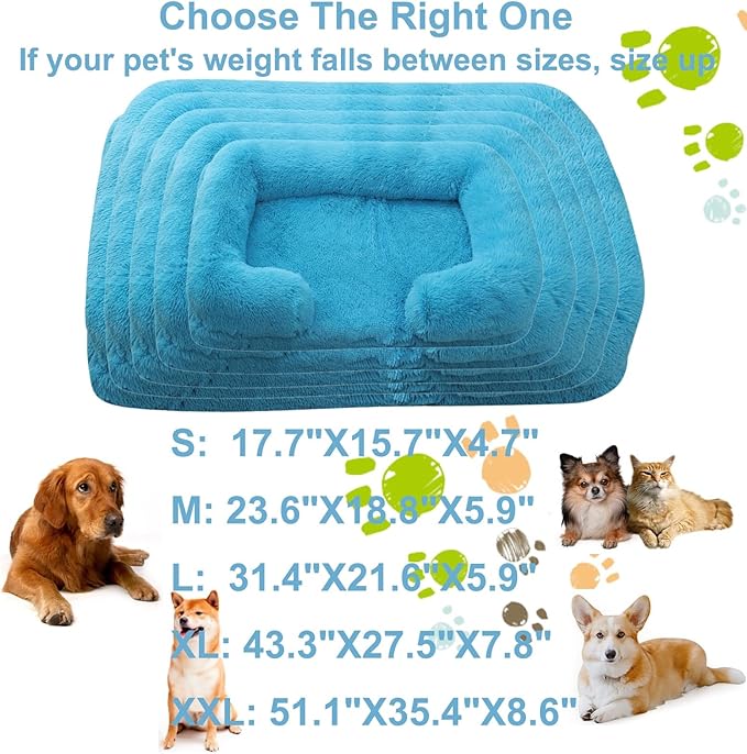 Dog Beds Large Sized dog Orthopedic, Sofa Dog Bed with Waterproof Lining and Nonskid Bottom, Rectangle Washable Dog Bed for Medium Small Dogs and Cats Comfortable ( Color : Blue , Size : 43 x 27" )