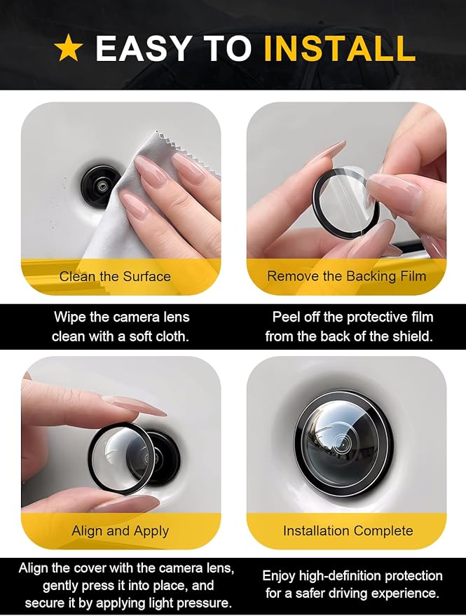 Car Camera Lens Protector 4-Pack + Backup Camera Rain Shield 2-Pack,
