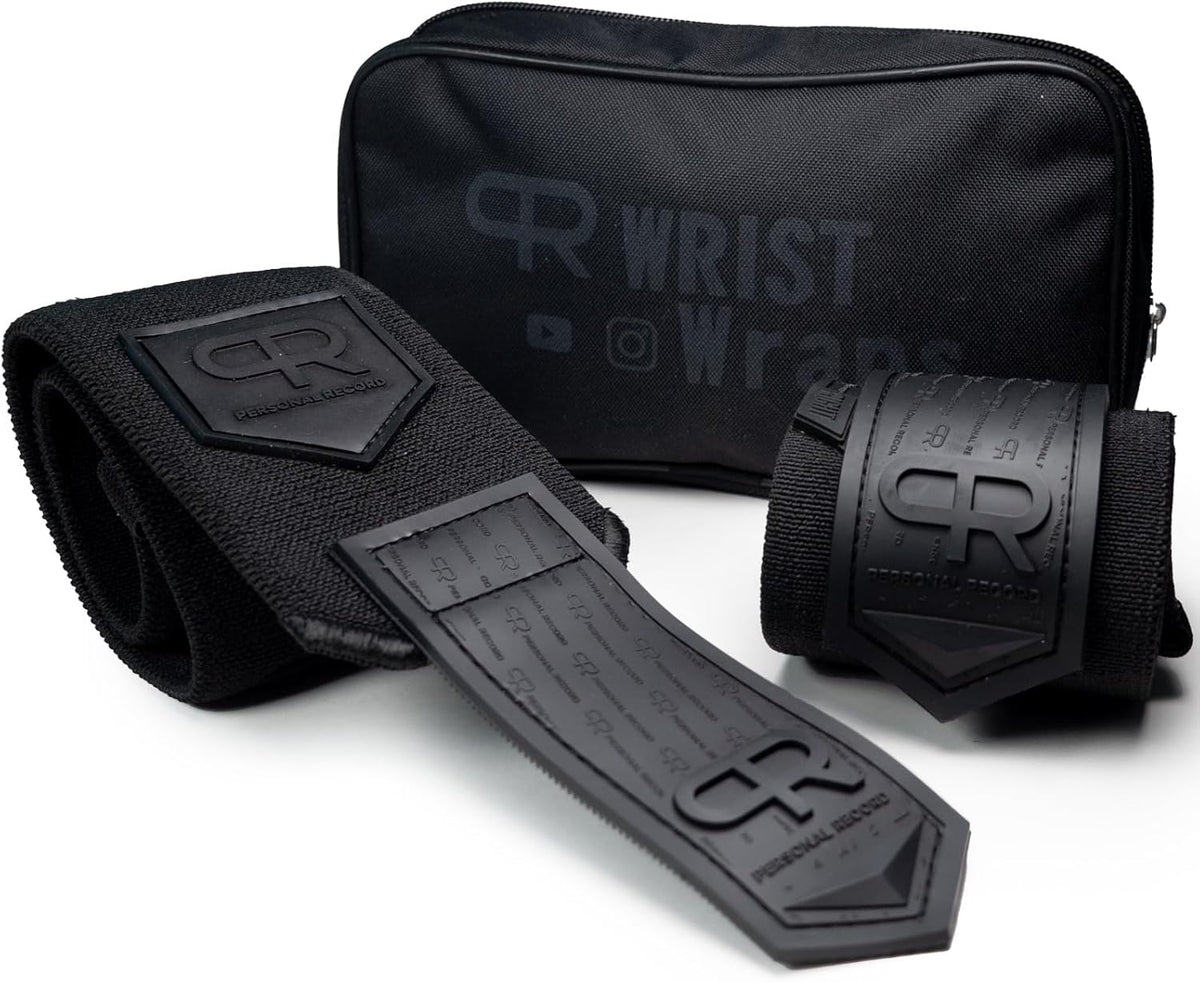 PR Personal Record Heavy Duty Wrist Wraps - Extra Wide Strap, Strong Thumb Loop, Enhanced Elasticity